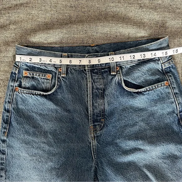 💗MUST GO free ship! Topshop Editor Ripped Straight Leg Jeans Mid Blue - Picture 4 of 9